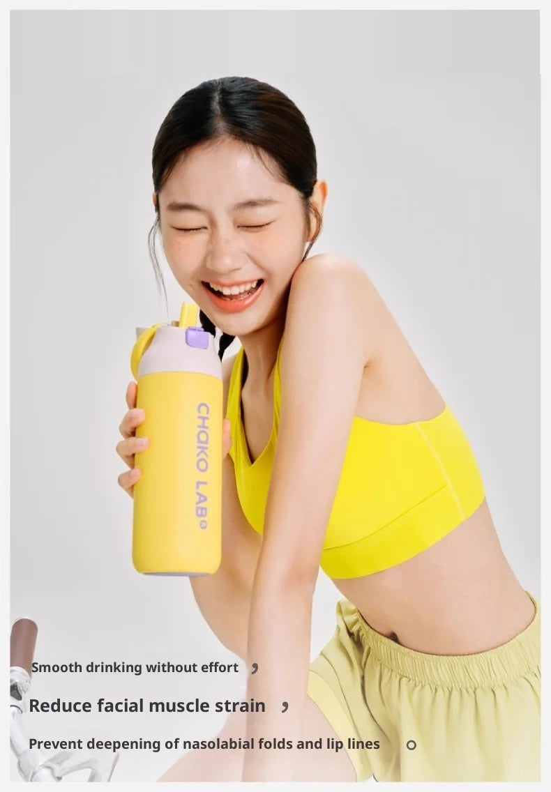 Chakolab 550/700ML Large Capacity Sports Water Cup Portable Insulated Straw Cup Stainless Steel Coffee Water Glass
