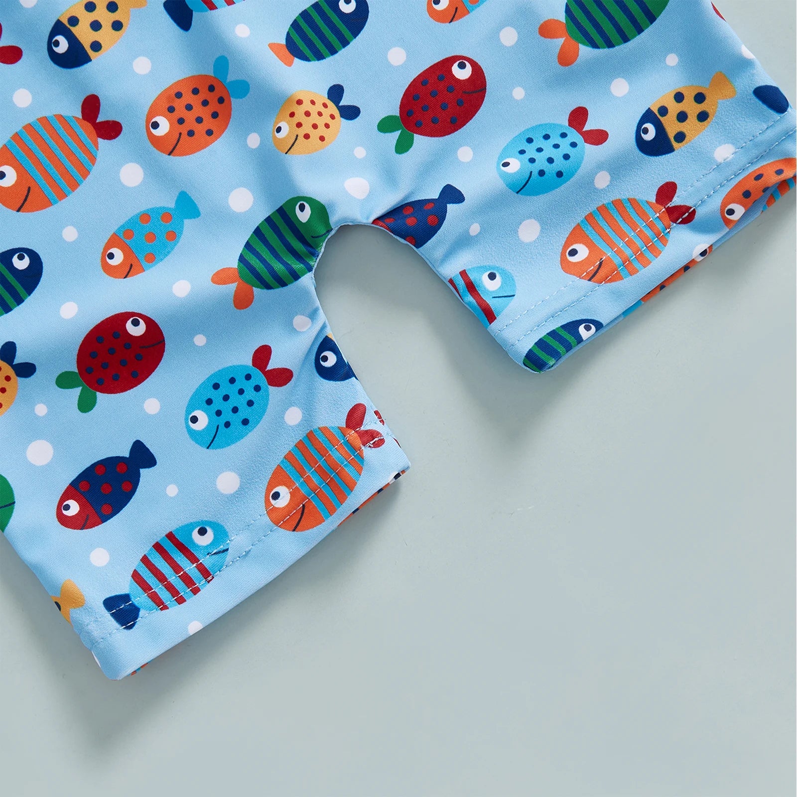 Toddler Swim Set – Long Sleeve Fish Print Suit with Hat