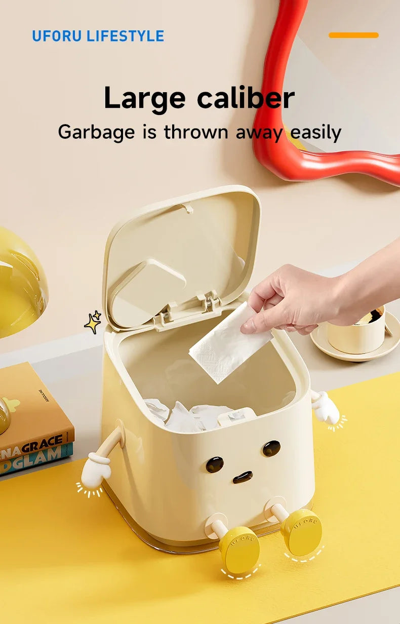 Modern Desktop Garbage Bin – Easy Press Lid Design
