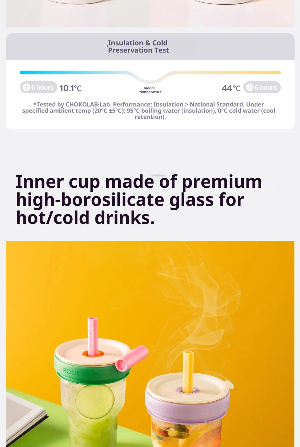 Chakolab Large Capacity Dual Enjoyment Cup High Aesthetic Coffee Cup Portable Detachable Winter Insulated Cup Water glass