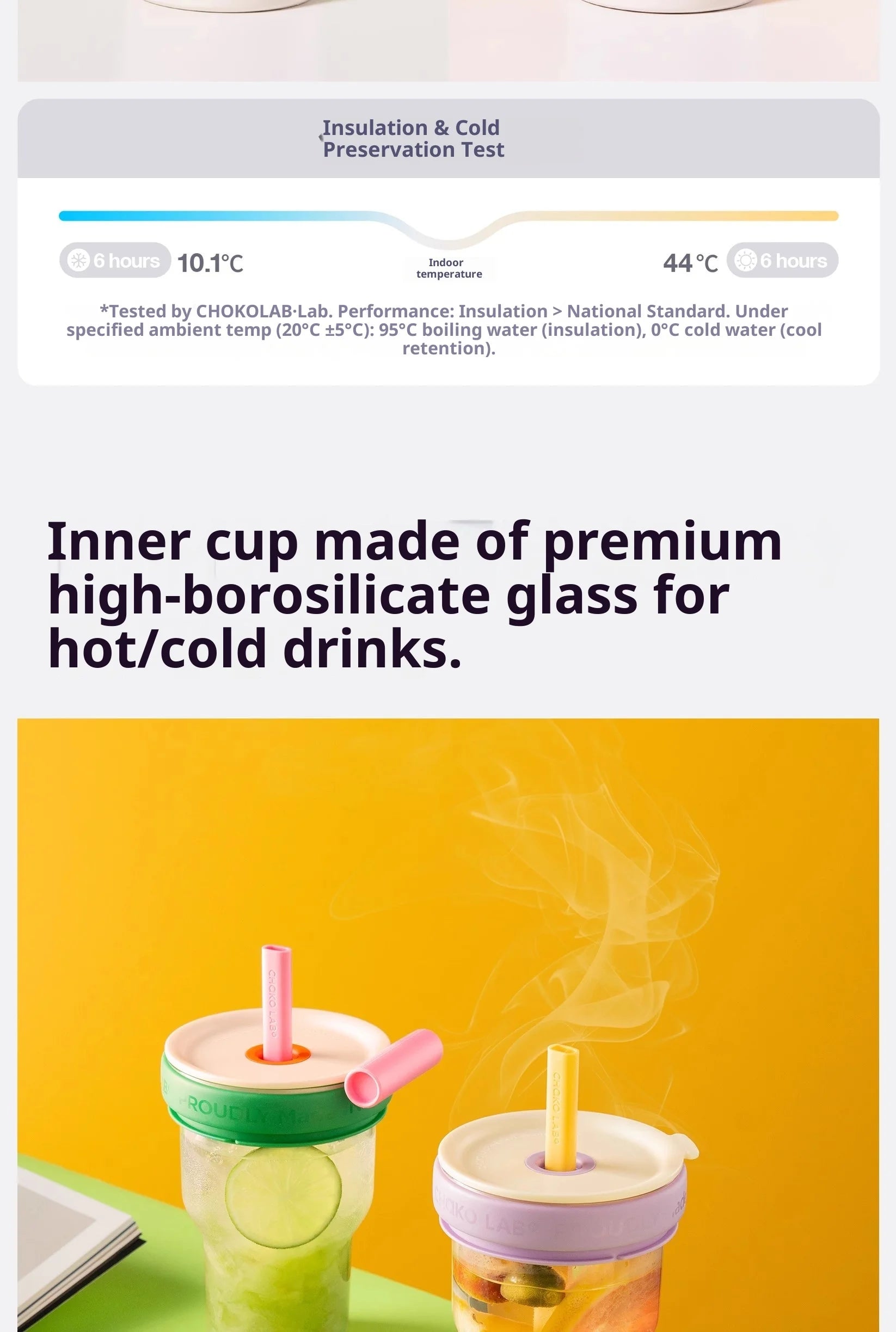 Chakolab Large Capacity Dual Enjoyment Cup High Aesthetic Coffee Cup Portable Detachable Winter Insulated Cup Water glass