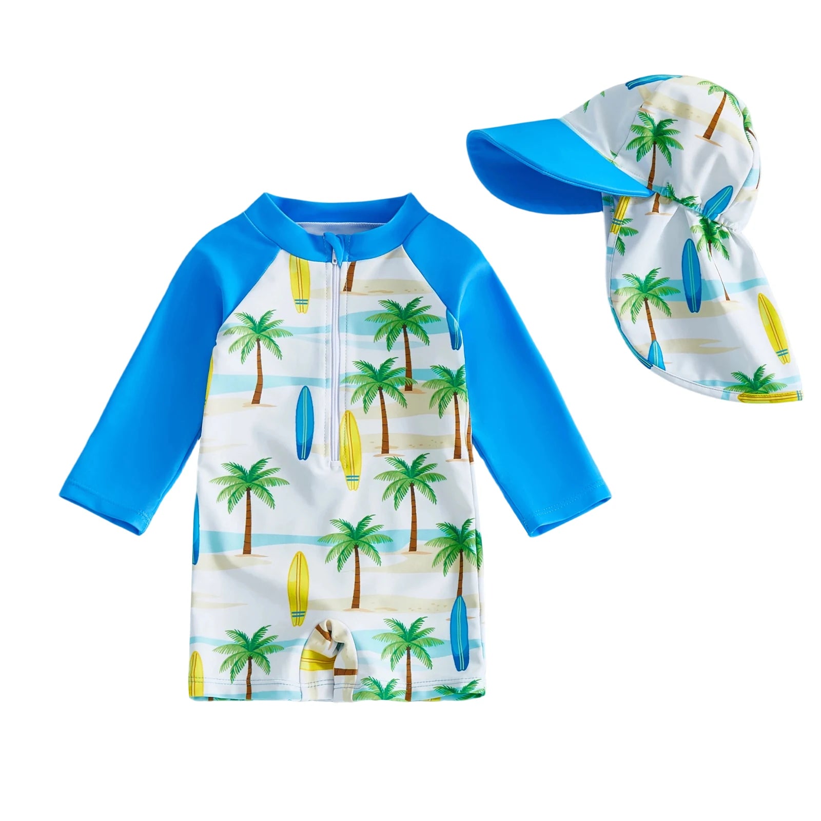 Toddler Boys Swimsuit 2Pcs Set Long Sleeve
