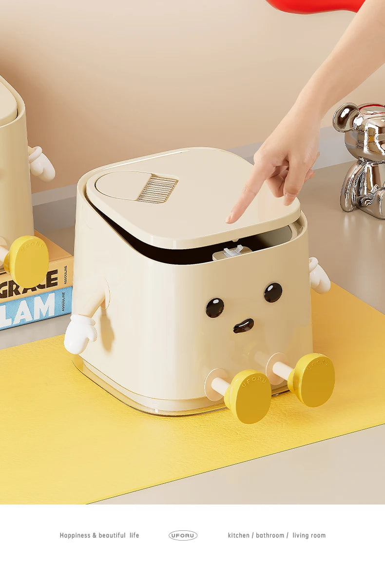 Modern Desktop Garbage Bin – Easy Press Lid Design