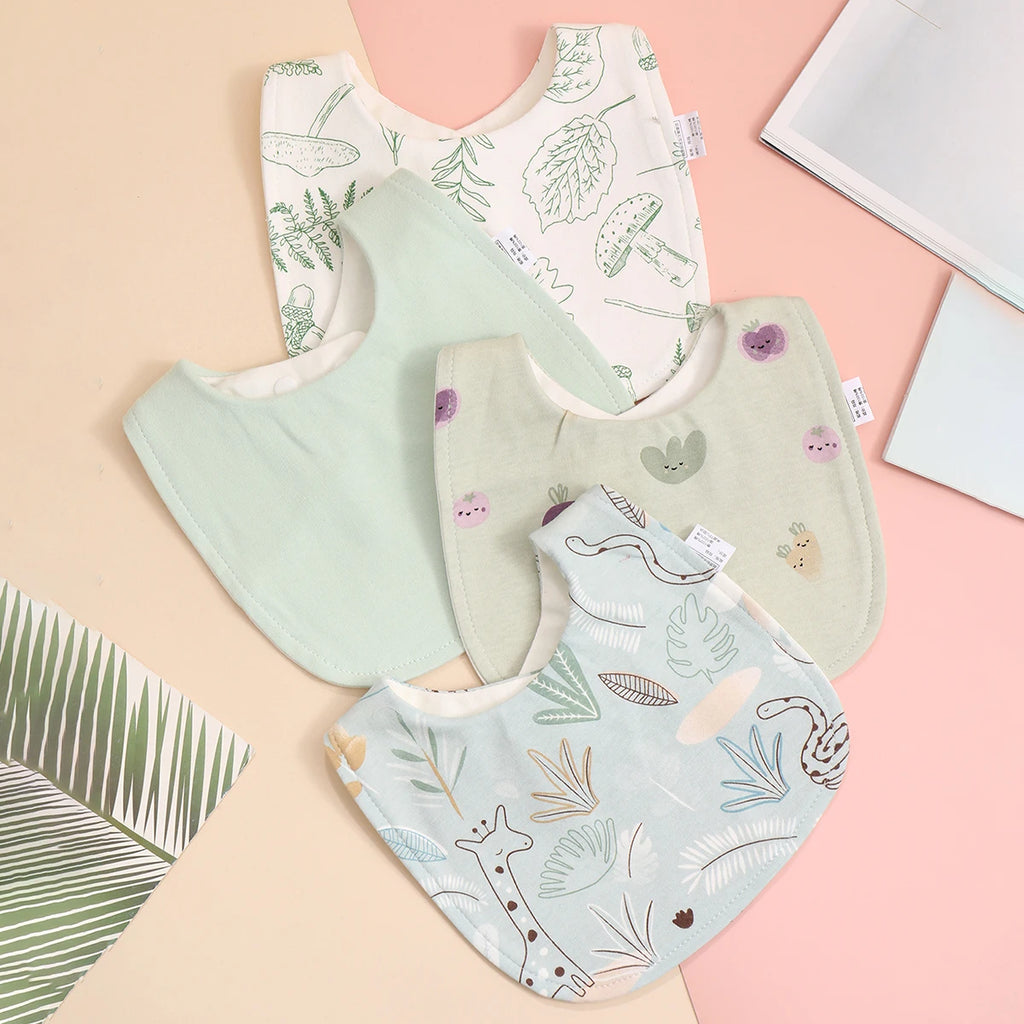4pcs Cotton Baby Bibs for Boys & Girls