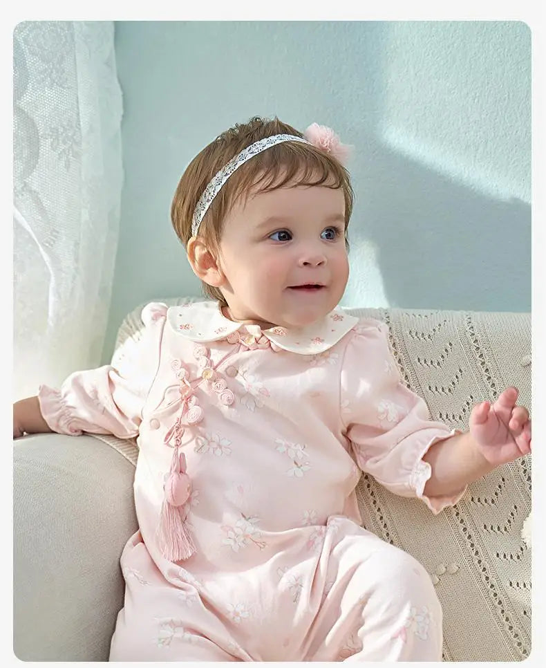 Dave Bella Brand Floral Baby Romper – Soft Cotton Autumn Jumpsuit
