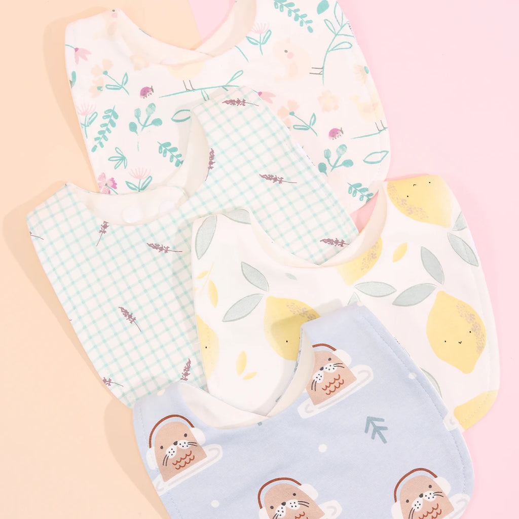 4pcs Cotton Baby Bibs for Boys & Girls