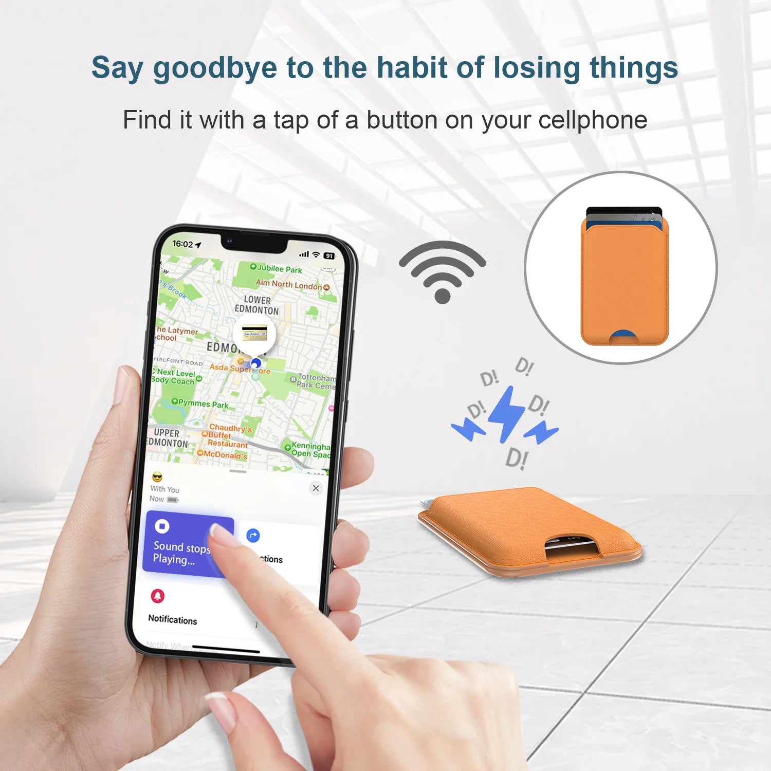 Trackable Magnetic Card Holder Leather Tracker Smart MagSafe Wallet Work with Find My Built in For iPhone 16/15/14 Series