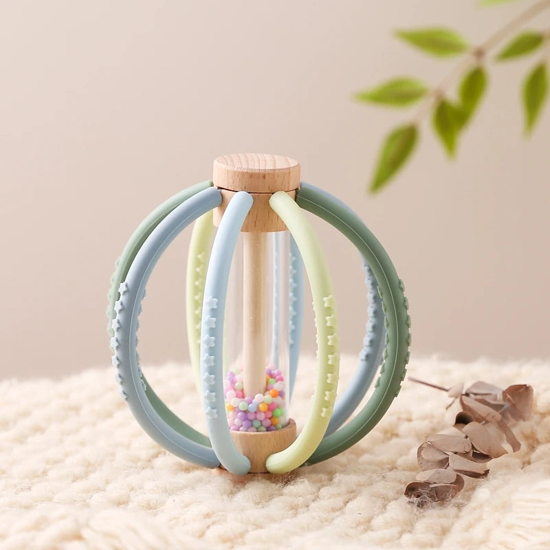 Baby Wooden Rain Drum Rattle – Sensory & Teething Toy