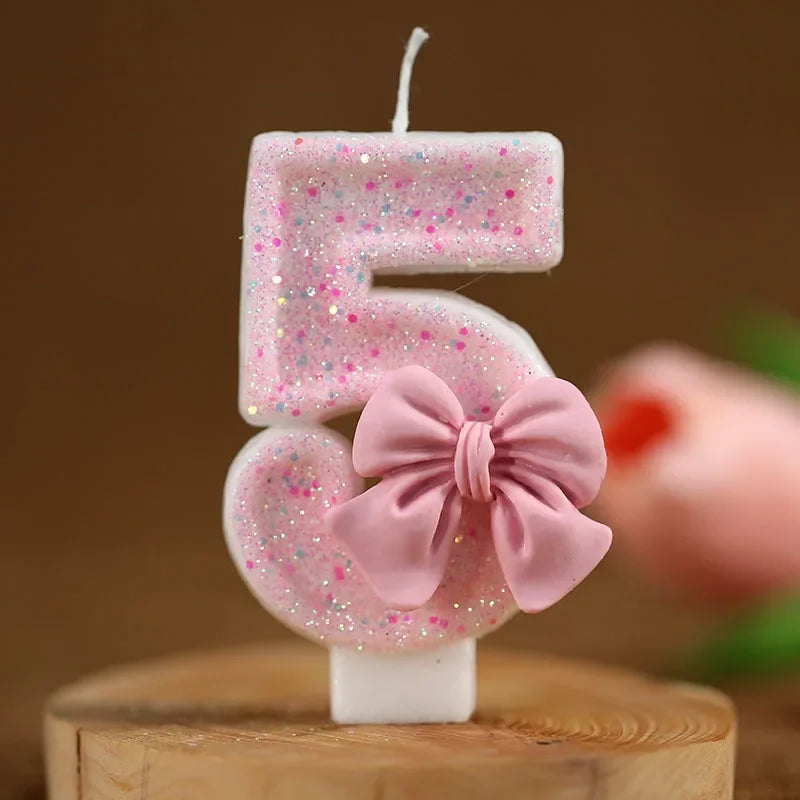 Cute Pink ,blue 3D Number Cake Candles for Birthday Party Decorations