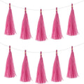 Pastel macaron balloons with paper tassel garland for parties and celebrations.