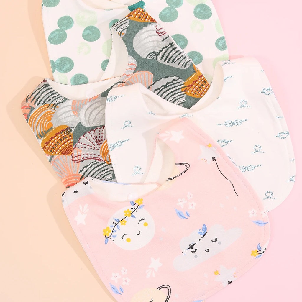 4pcs Cotton Baby Bibs for Boys & Girls