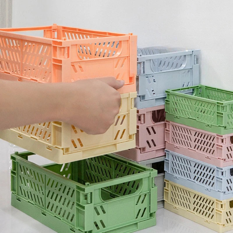 Foldable Desktop Storage Basket – Multi-Color Organizer Box