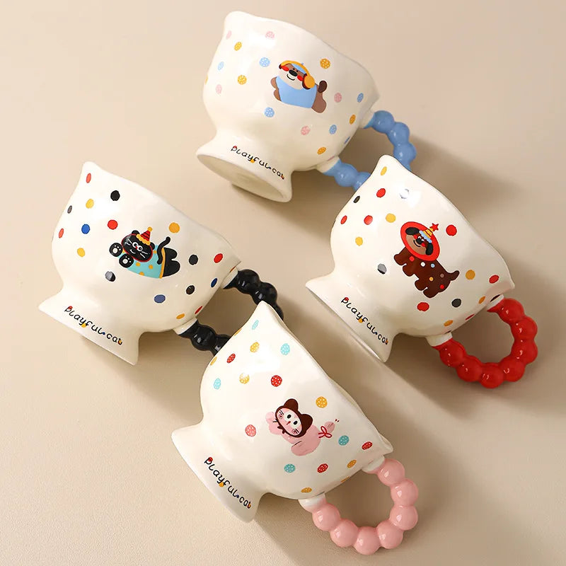 Cute Polka Dot Cartoon Ceramic Coffee Mug