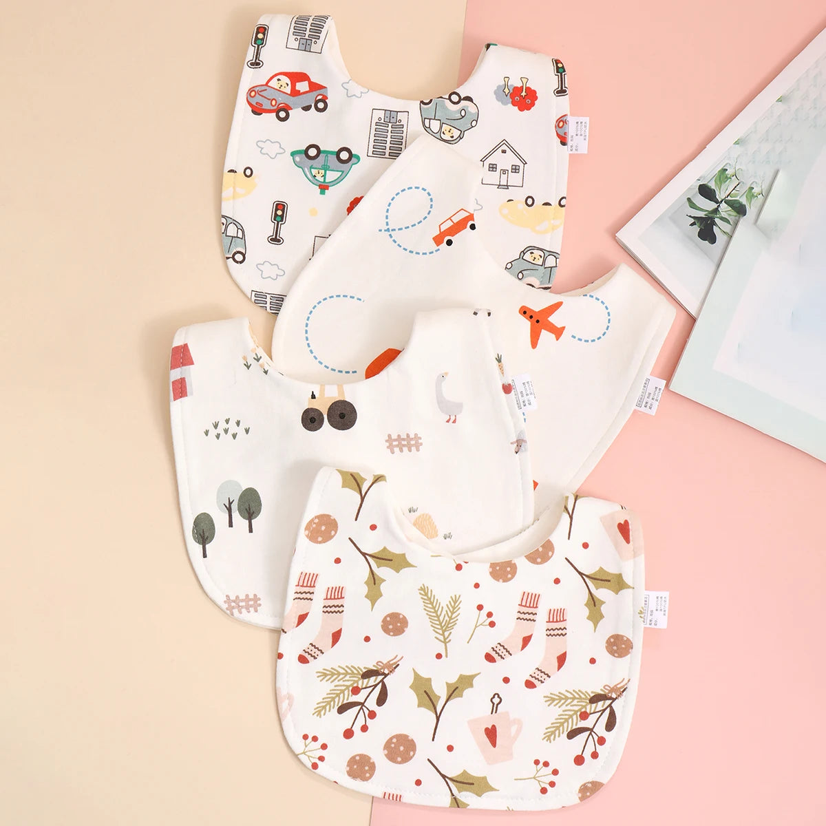 4pcs Cotton Baby Bibs for Boys & Girls