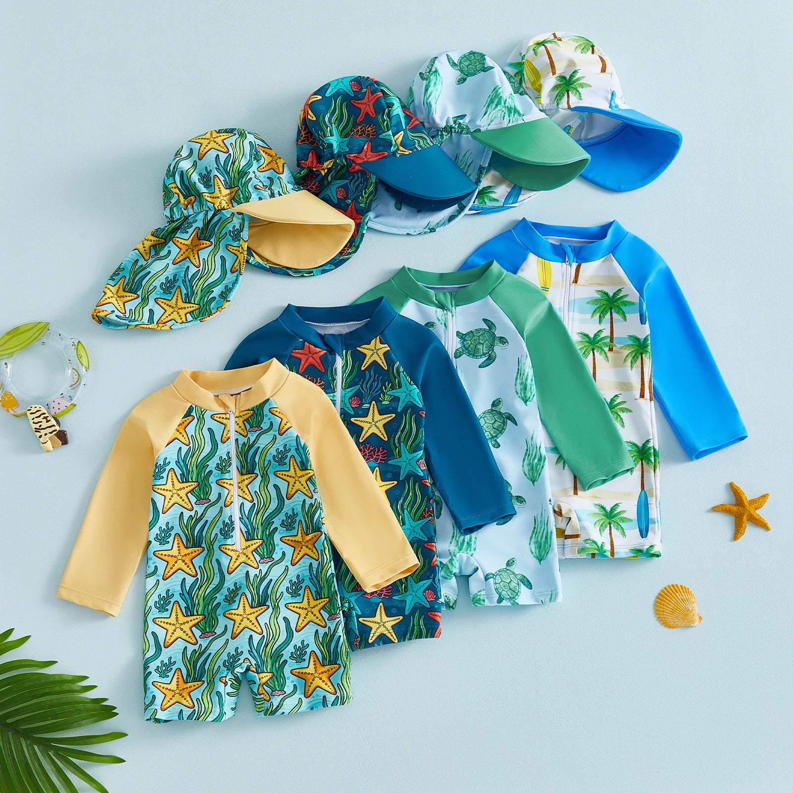 Toddler Boys Swimsuit 2Pcs Set Long Sleeve