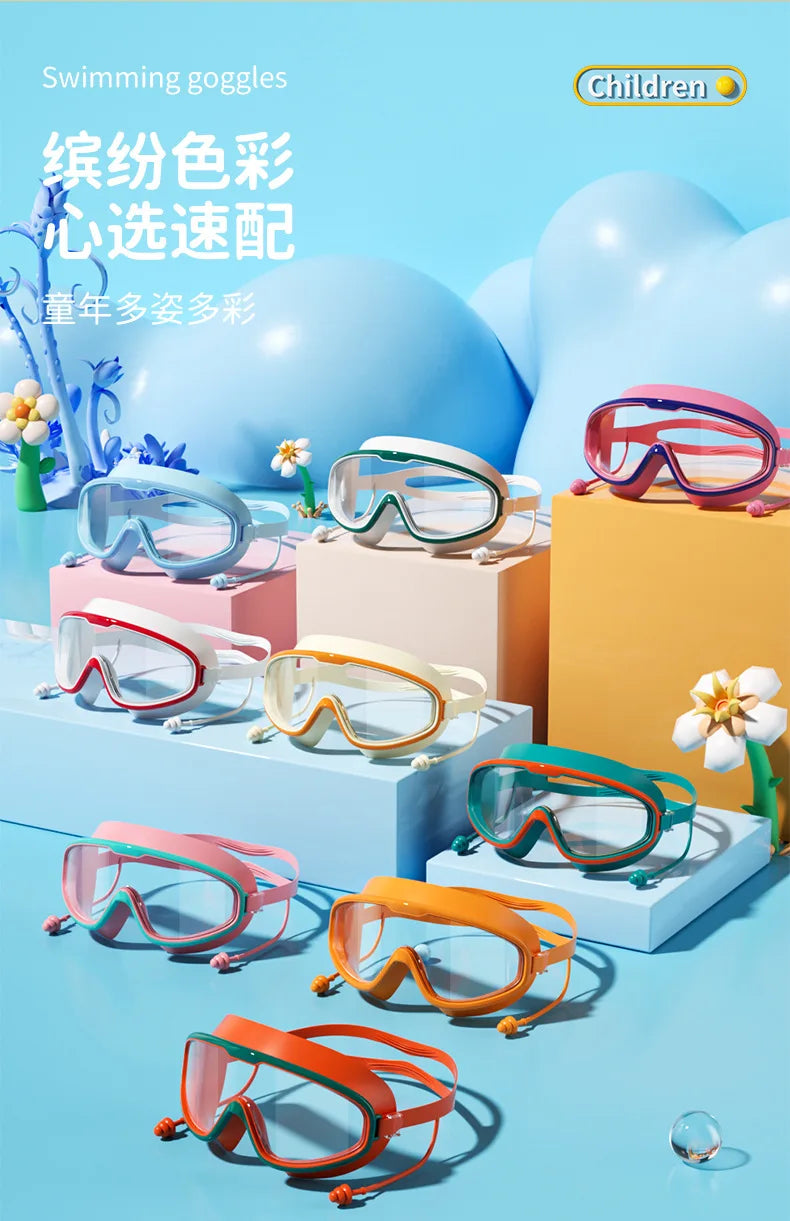 Goggles Large Frame Waterproof and Anti Fog Swimming