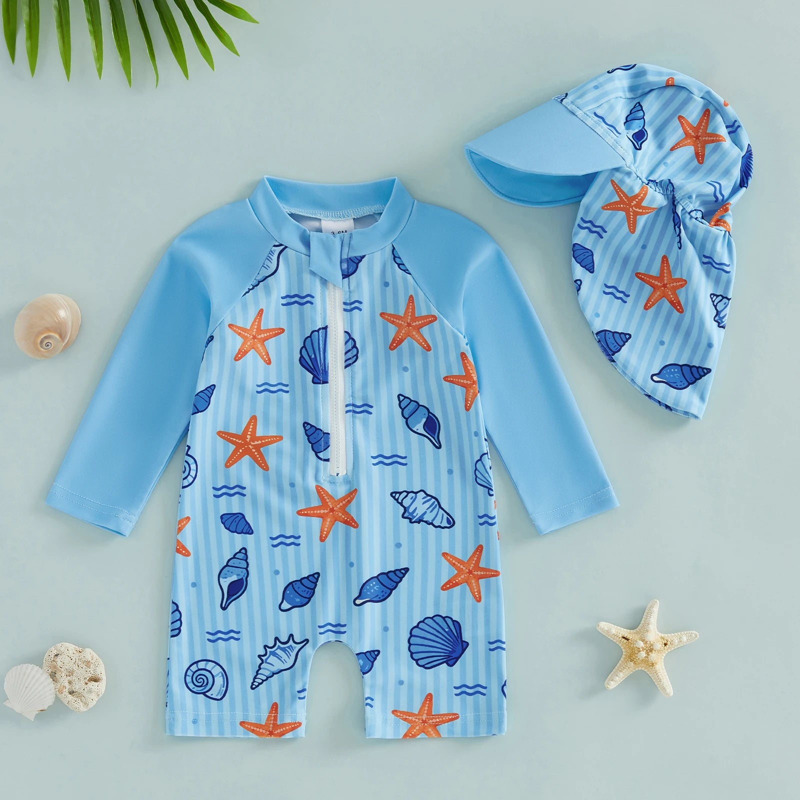 Toddler Boys Swimsuit 2Pcs Set Long Sleeve