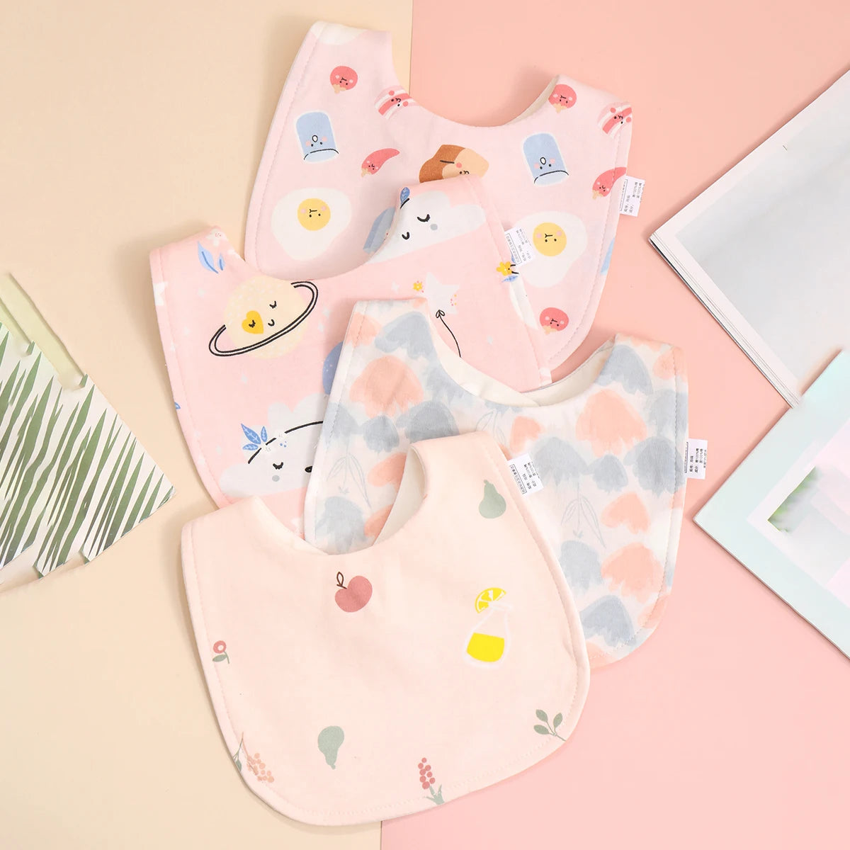 4pcs Cotton Baby Bibs for Boys & Girls