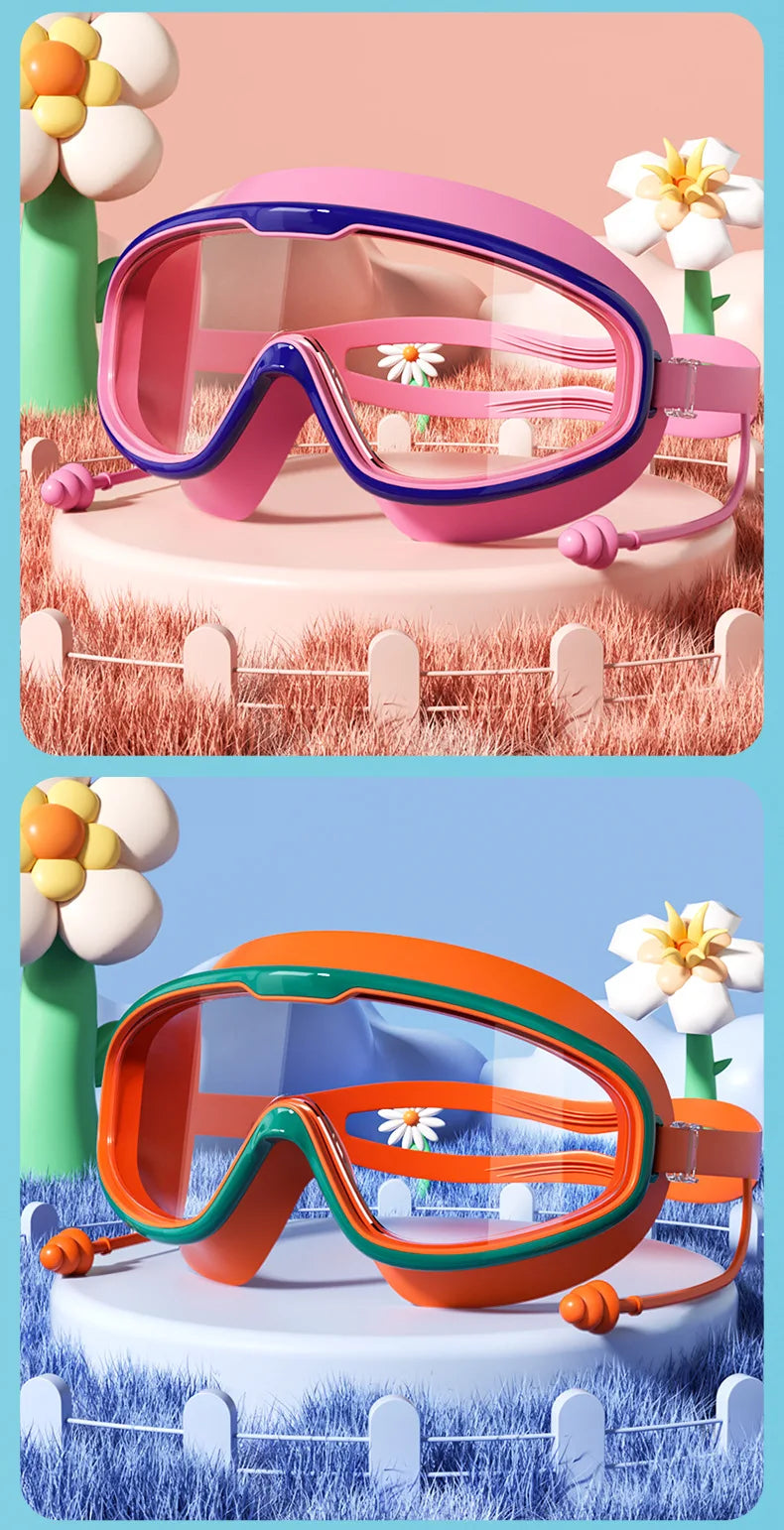 Goggles Large Frame Waterproof and Anti Fog Swimming