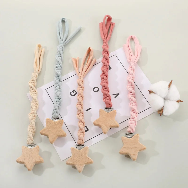 Woven Pacifier Clip with Star Charm
