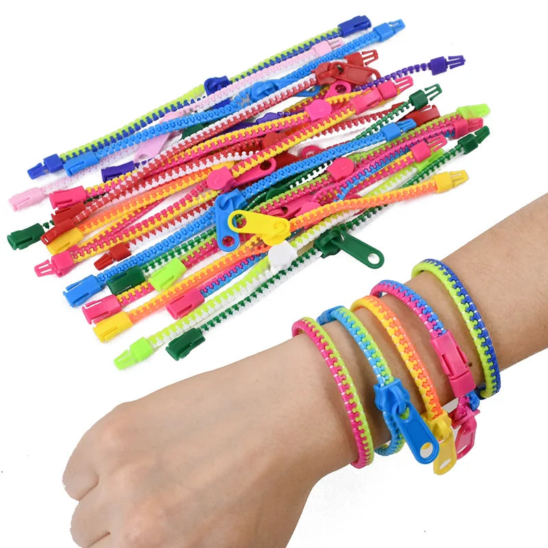 12/24pcs zipper bracelets – fun anti-stress fidget toys for kids party favors