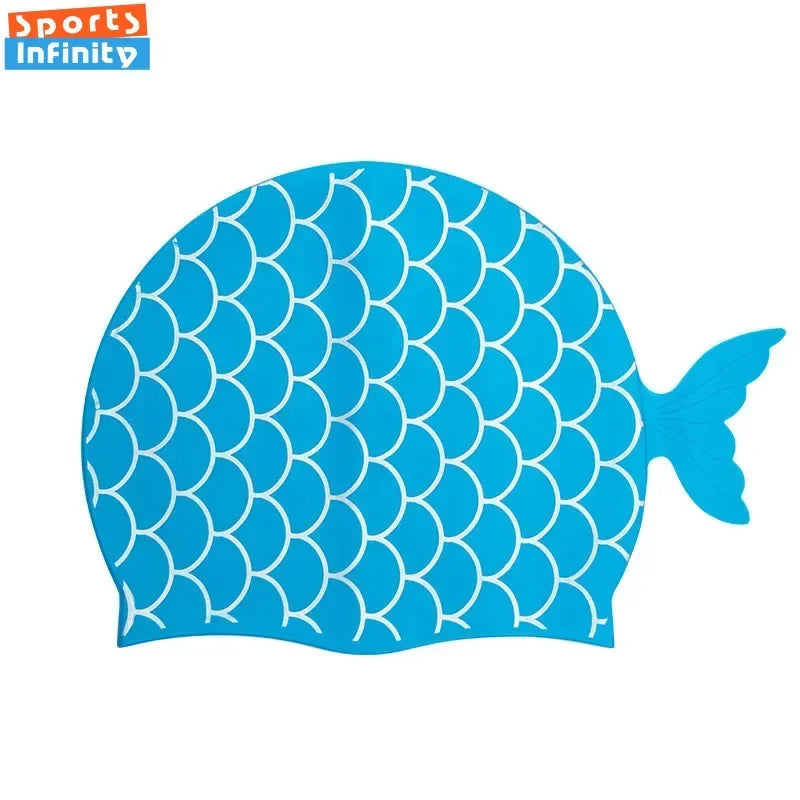 Children's Swimming Caps Silicone Waterproof Cute Fish Scale