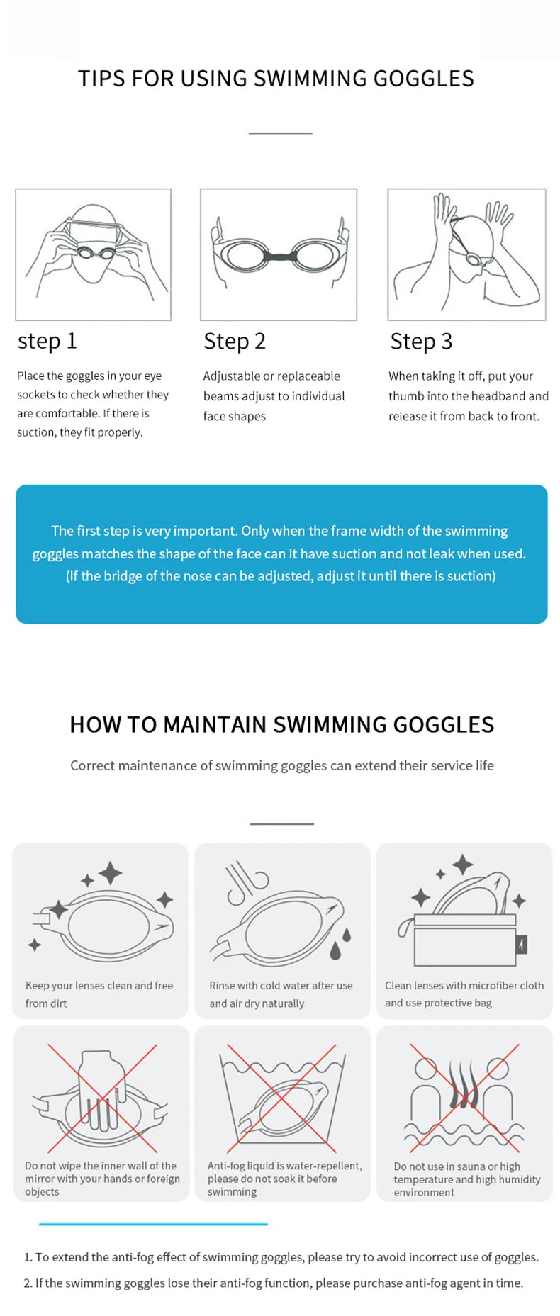 Unisex Swimming Goggles – Anti-Fog Swim Glasses