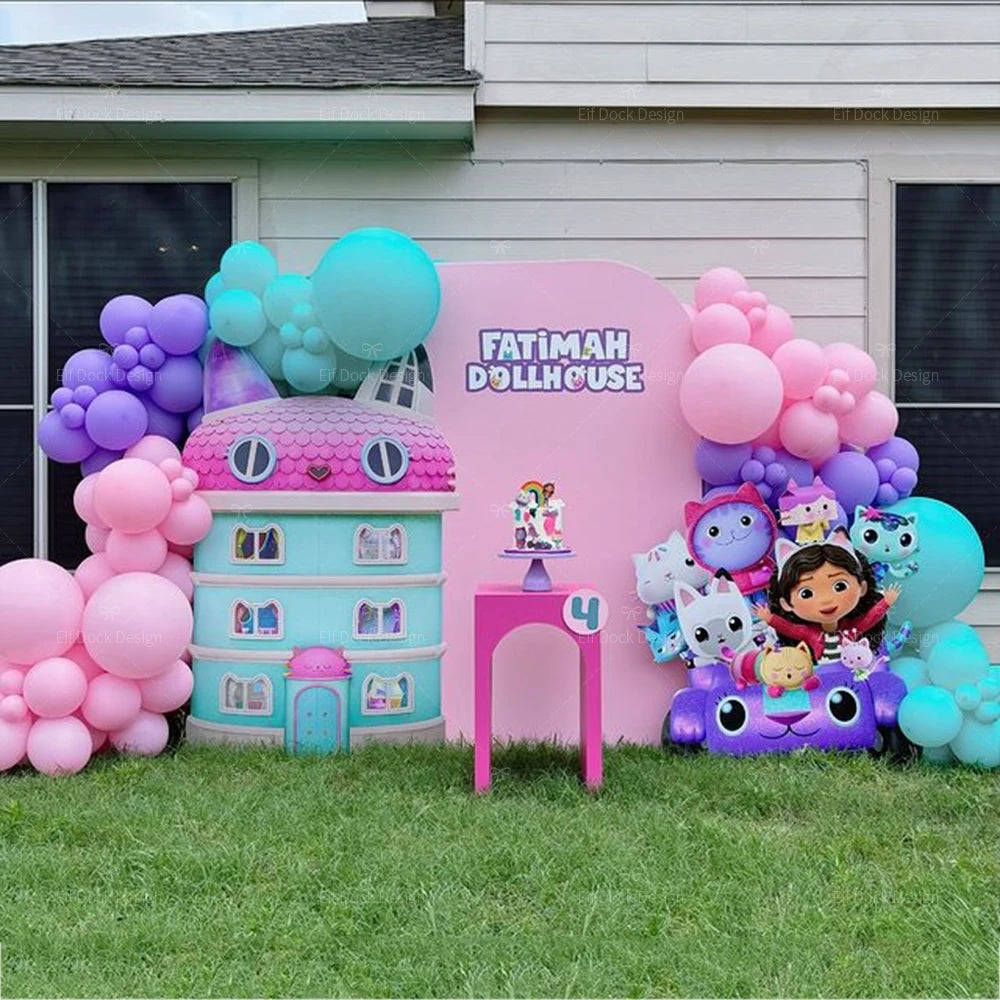 94pcs Gabby Dollhouse Cats theme Balloon 40inch 1-9th Kids Birthday Party