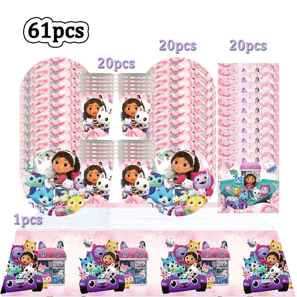 Gabby Doll House Party Tableware Set for Girls