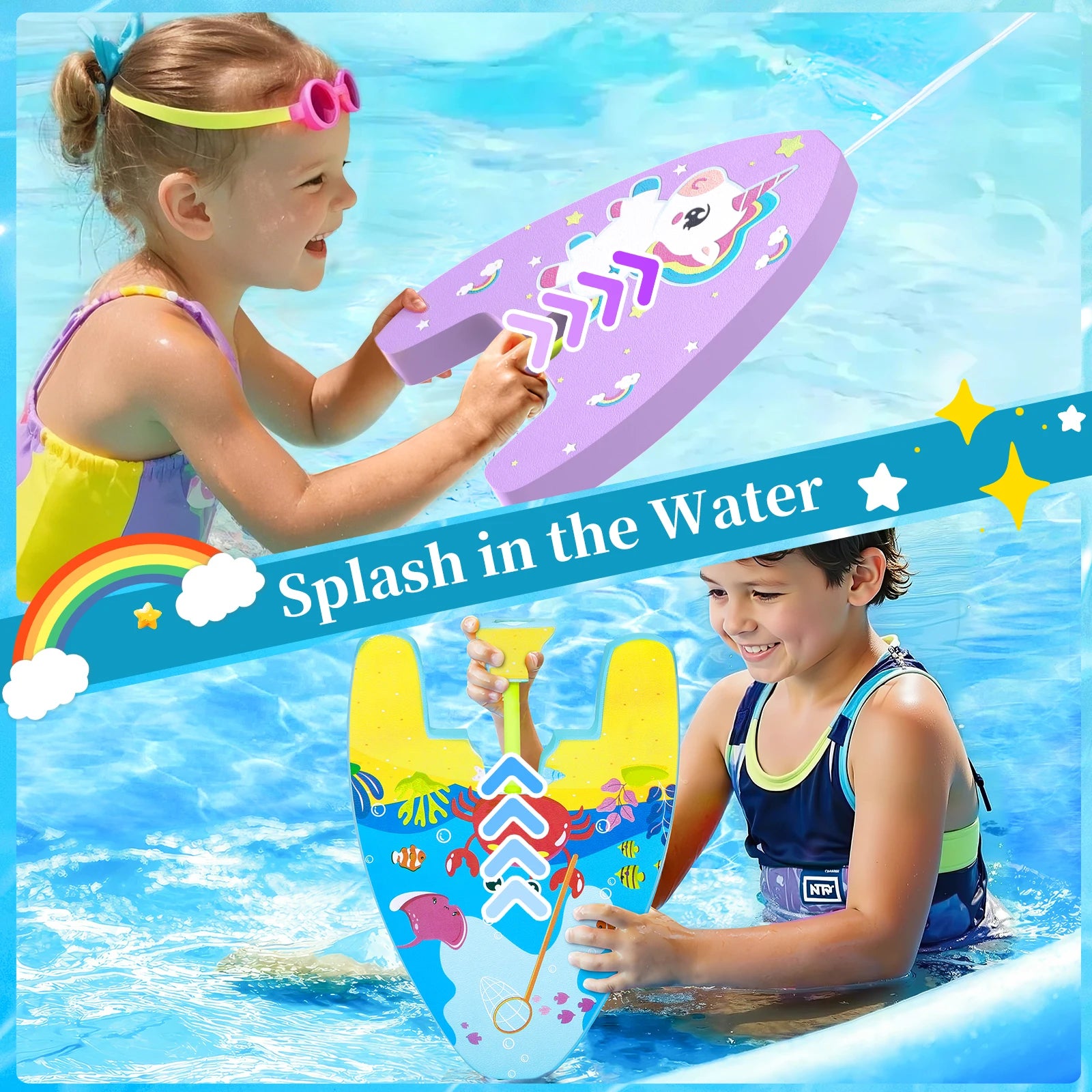Cute Kids Swim Kickboard with Water Sprayer