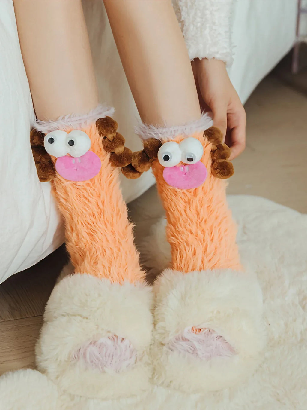 1 Pair of Funny Sleep Socks, Ugly, Cute and Versatile Little Monster Socks