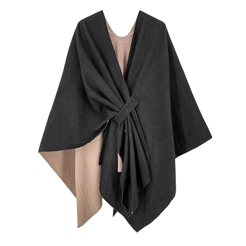 Luxury winter poncho for women, warm, stylish, and perfect for cozy, windproof outing