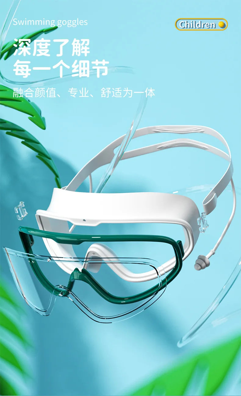 Goggles Large Frame Waterproof and Anti Fog Swimming
