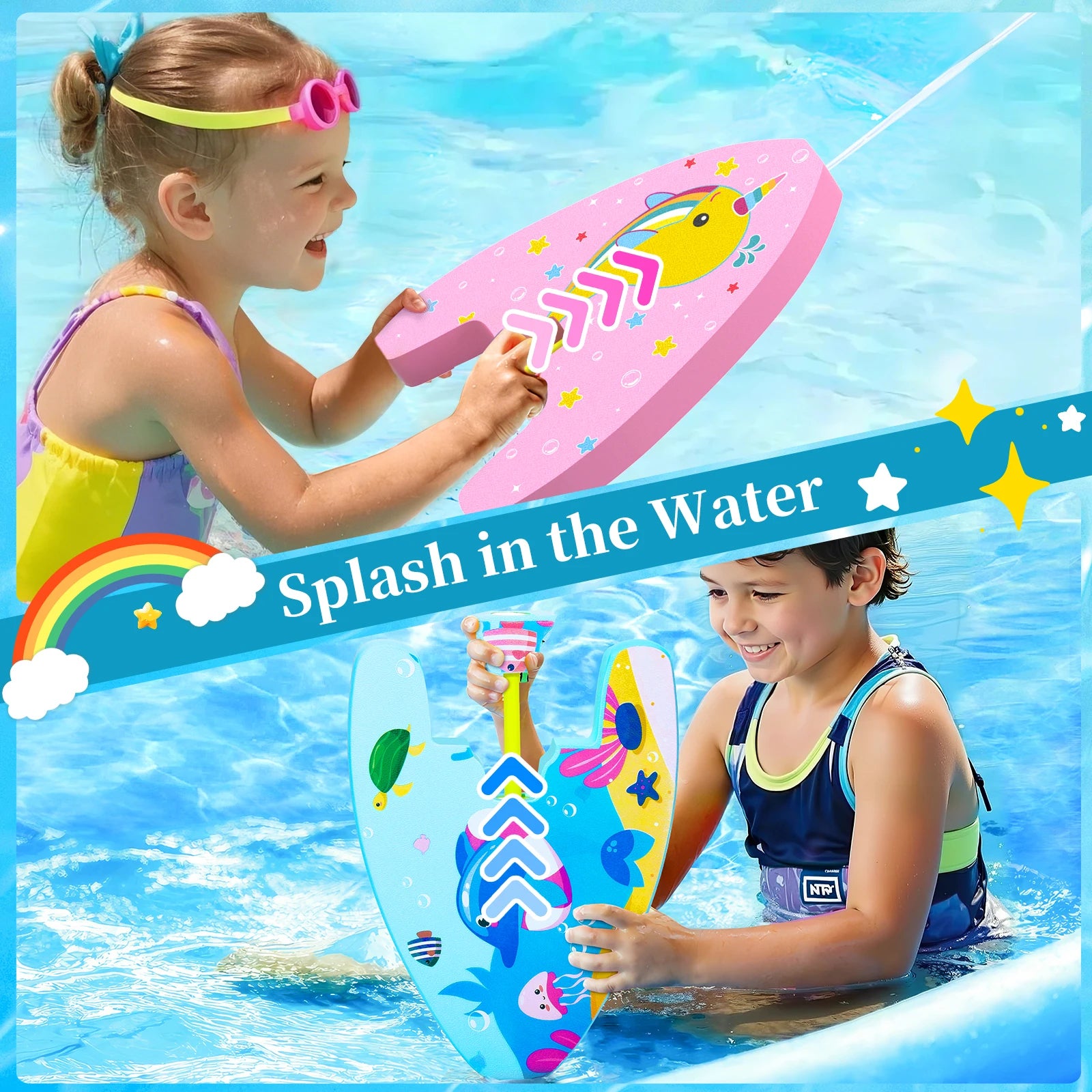 Cute Kids Swim Kickboard with Water Sprayer