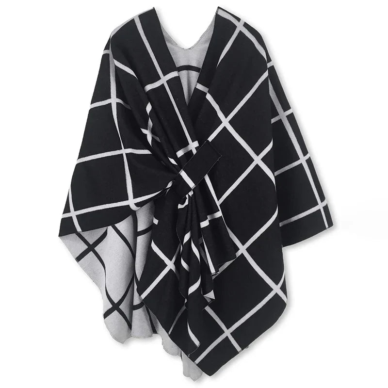 Luxury winter poncho for women, warm, stylish, and perfect for cozy, windproof outing