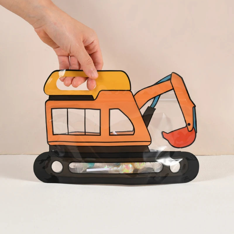 10pcs construction truck candy bags – fun snack bags for kids’ birthday party favors.
