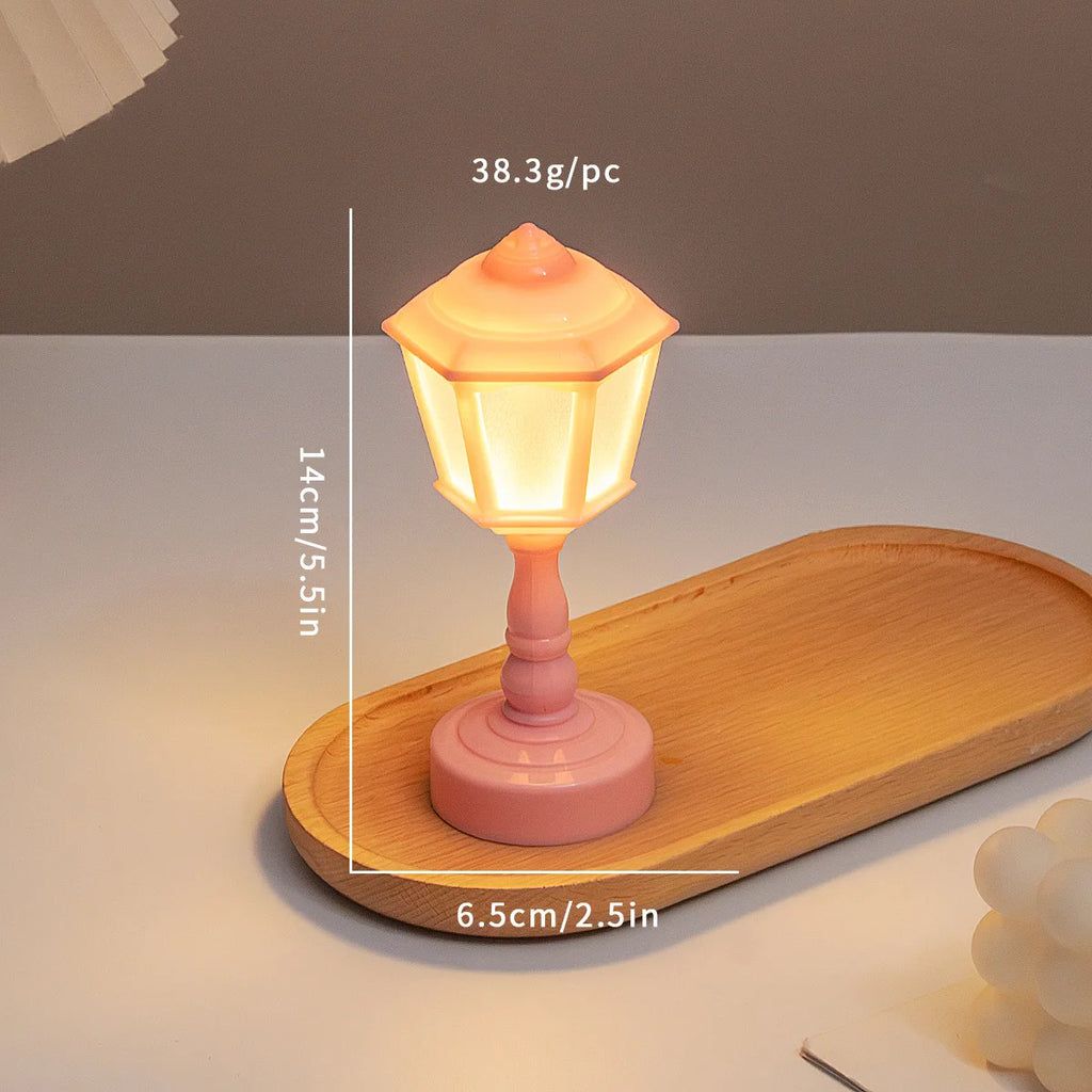 Miniature Flower Bud Table Lamp Night Light Furniture Home Model Decor Toy Doll, House Accessories Table