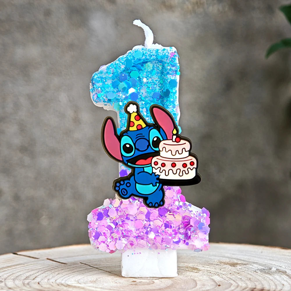 Lilo & Stitch Candle Number 0-9 Anime Digital Stitch Angel Children Themed Party Candles Baby Shower Party Gifts