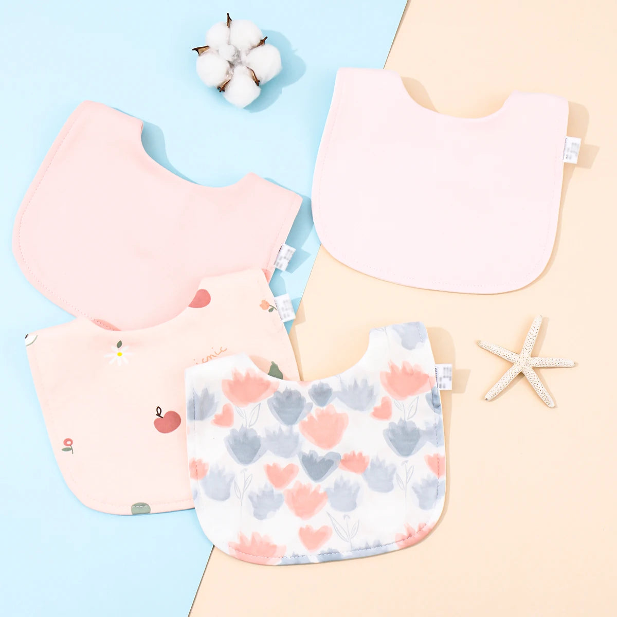 4pcs Cotton Baby Bibs for Boys & Girls