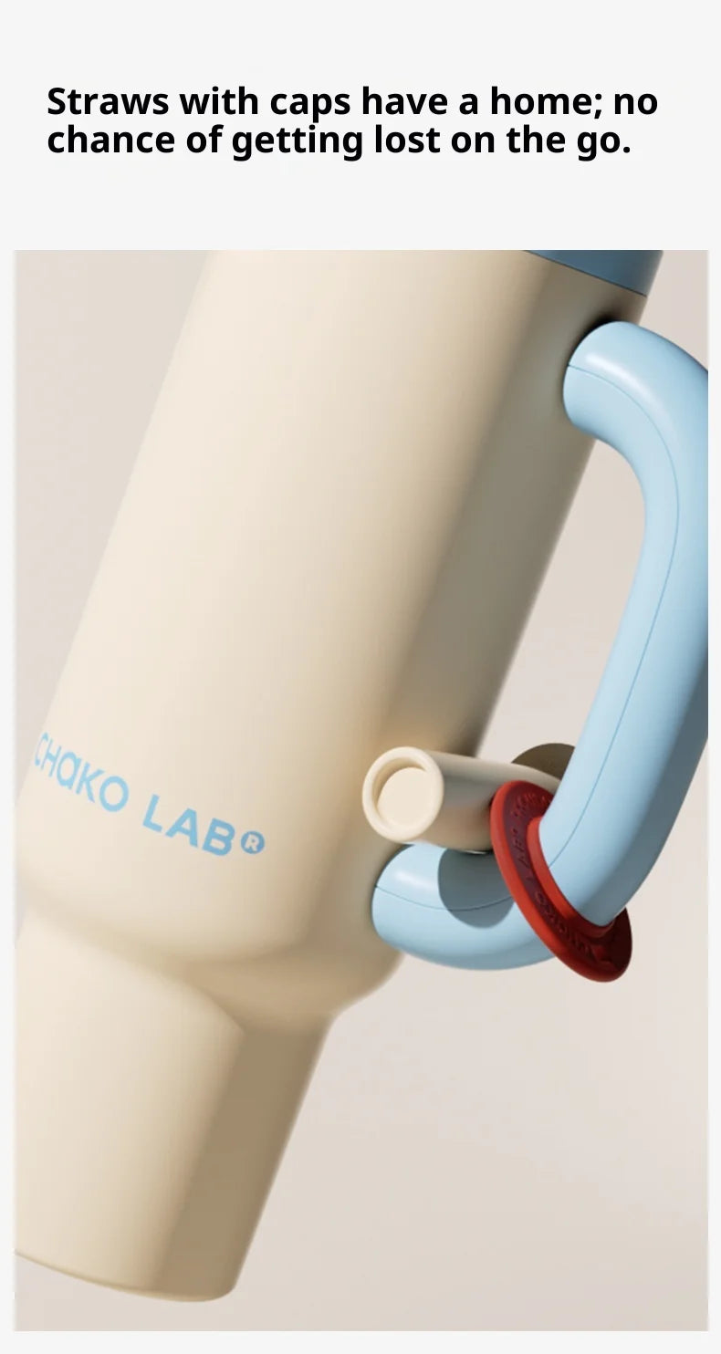 Chakolab 1050ML Large Capacity Straw Thermos Cup 316 Stainless Steel Camping Coffee Cups Portable Outdoor Water Glasses