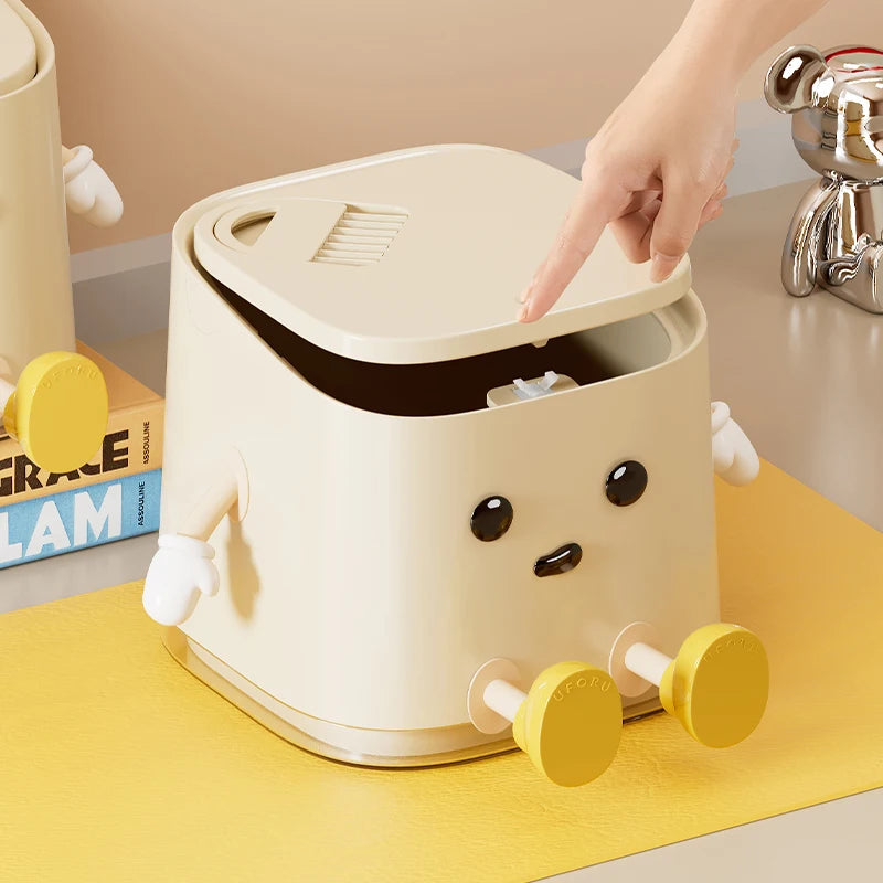 Modern Desktop Garbage Bin – Easy Press Lid Design