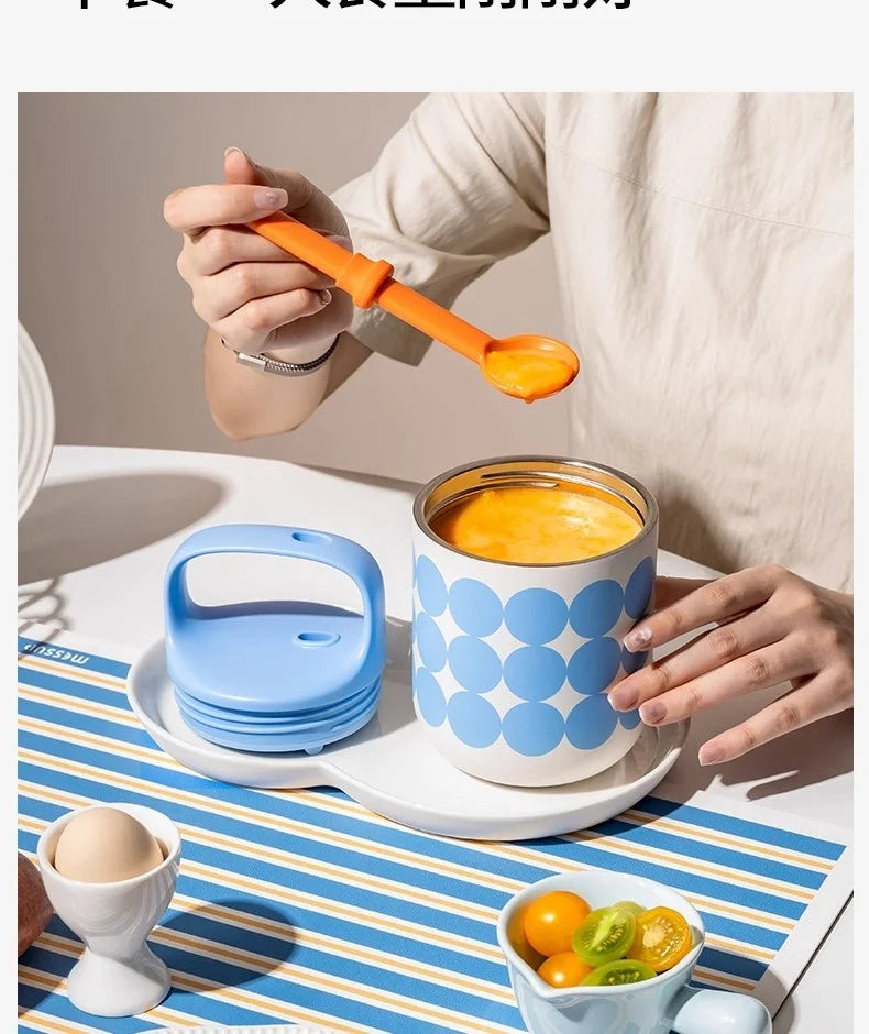 Chakolab 450ML Breakfast Cup With Lid Silicone Spoon 316 Stainless Steel Thermos Kettle