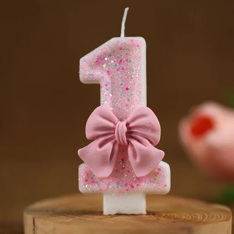 Cute Pink ,blue 3D Number Cake Candles for Birthday Party Decorations