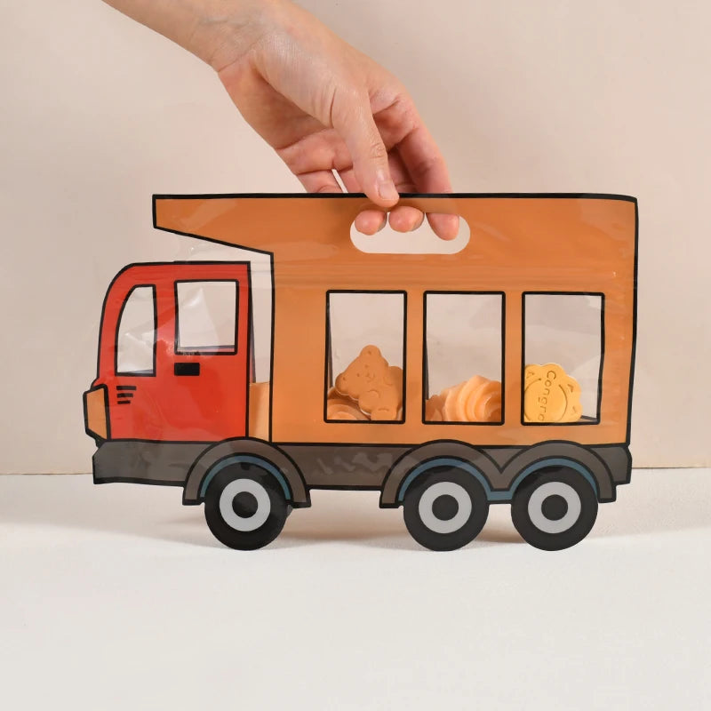 10pcs construction truck candy bags – fun snack bags for kids’ birthday party favors.