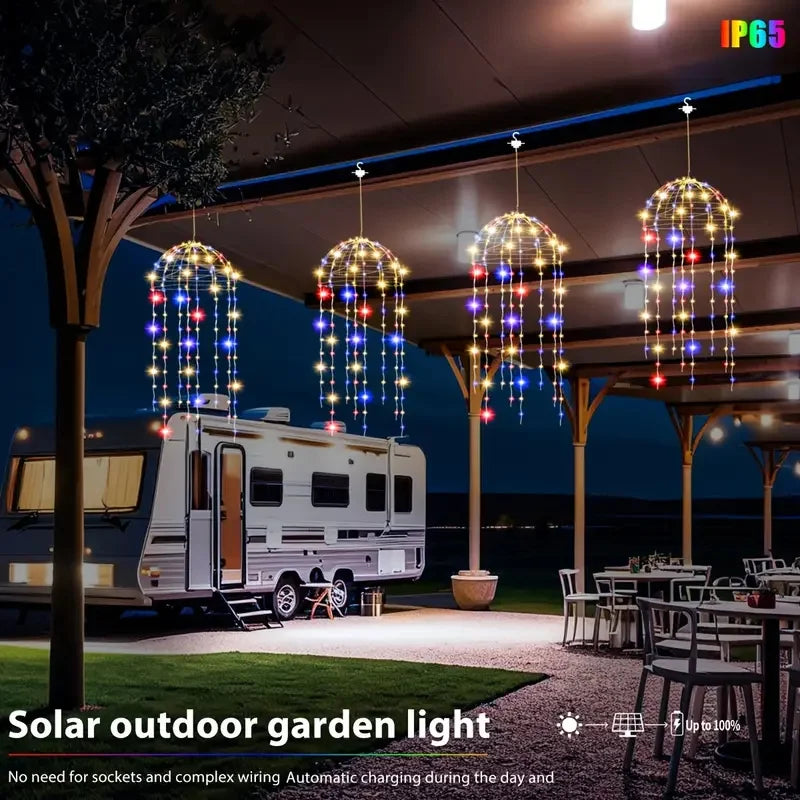 4pcs Solar Hanging Jellyfish Lights 8 Modes Waterproof LED Outdoor