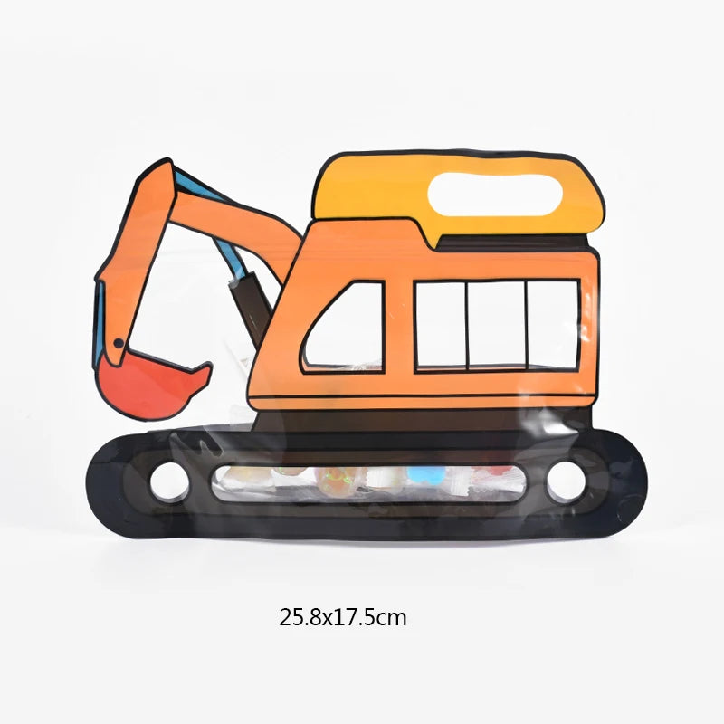 10pcs construction truck candy bags – fun snack bags for kids’ birthday party favors.