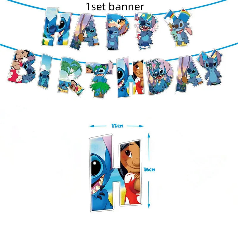 Lilo&Stitch Party Supplies Cup, Plates, Tablecloth, Balloons, Cake Toppers, Gift Box Birthday Party Decoration