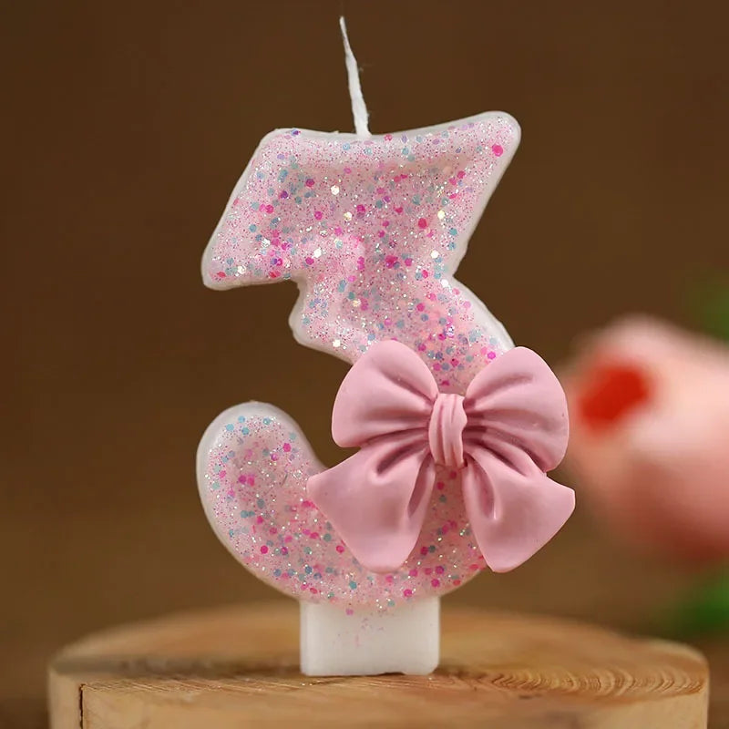 Cute Pink ,blue 3D Number Cake Candles for Birthday Party Decorations