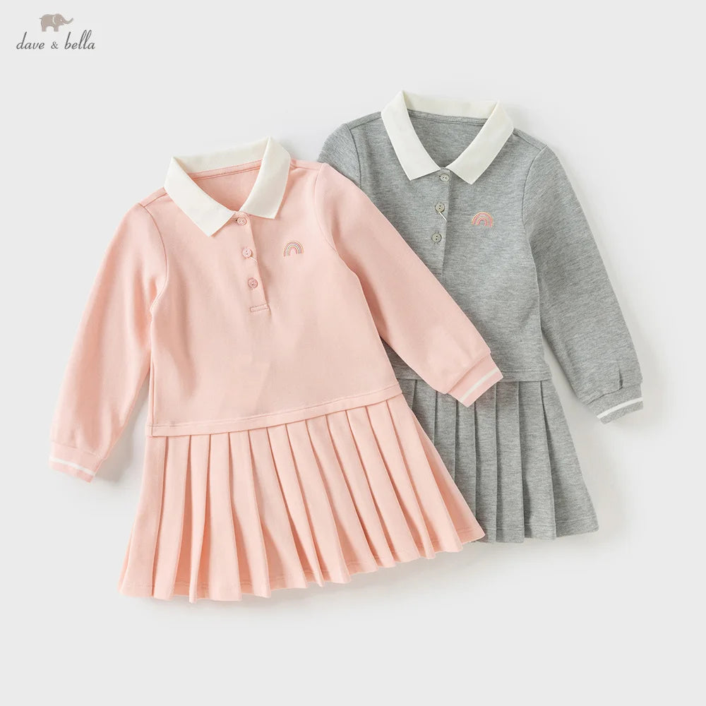 Dave Bella Brand Girl Polo Dress Autumn Long Sleeve Princess
