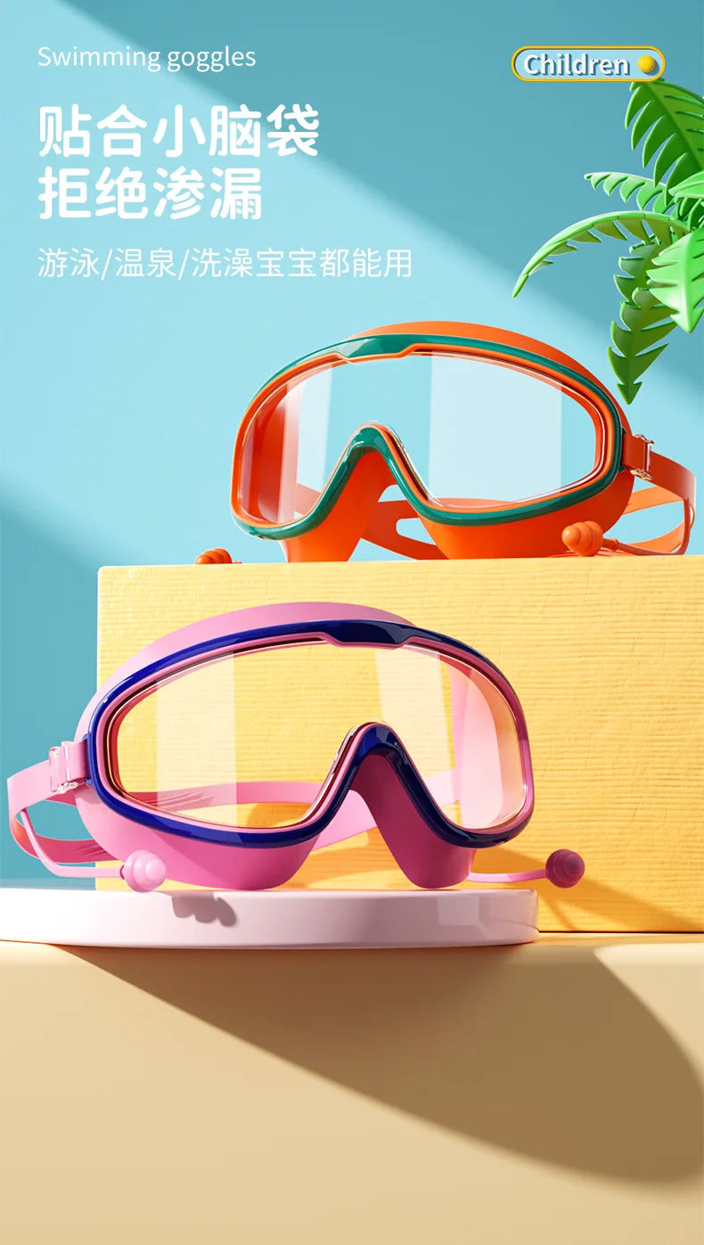 Goggles Large Frame Waterproof and Anti Fog Swimming